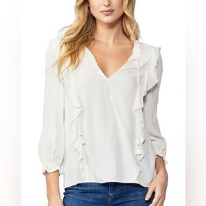 PAIGE DENIM White ‘Kaydynn’ Ruffle Top | Size Large | Bohemian Peasant